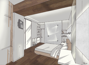Заказать  on-line персональный Блиц-проект интерьеров жилого пространства в г. Таллин  . Спальня 21 м2